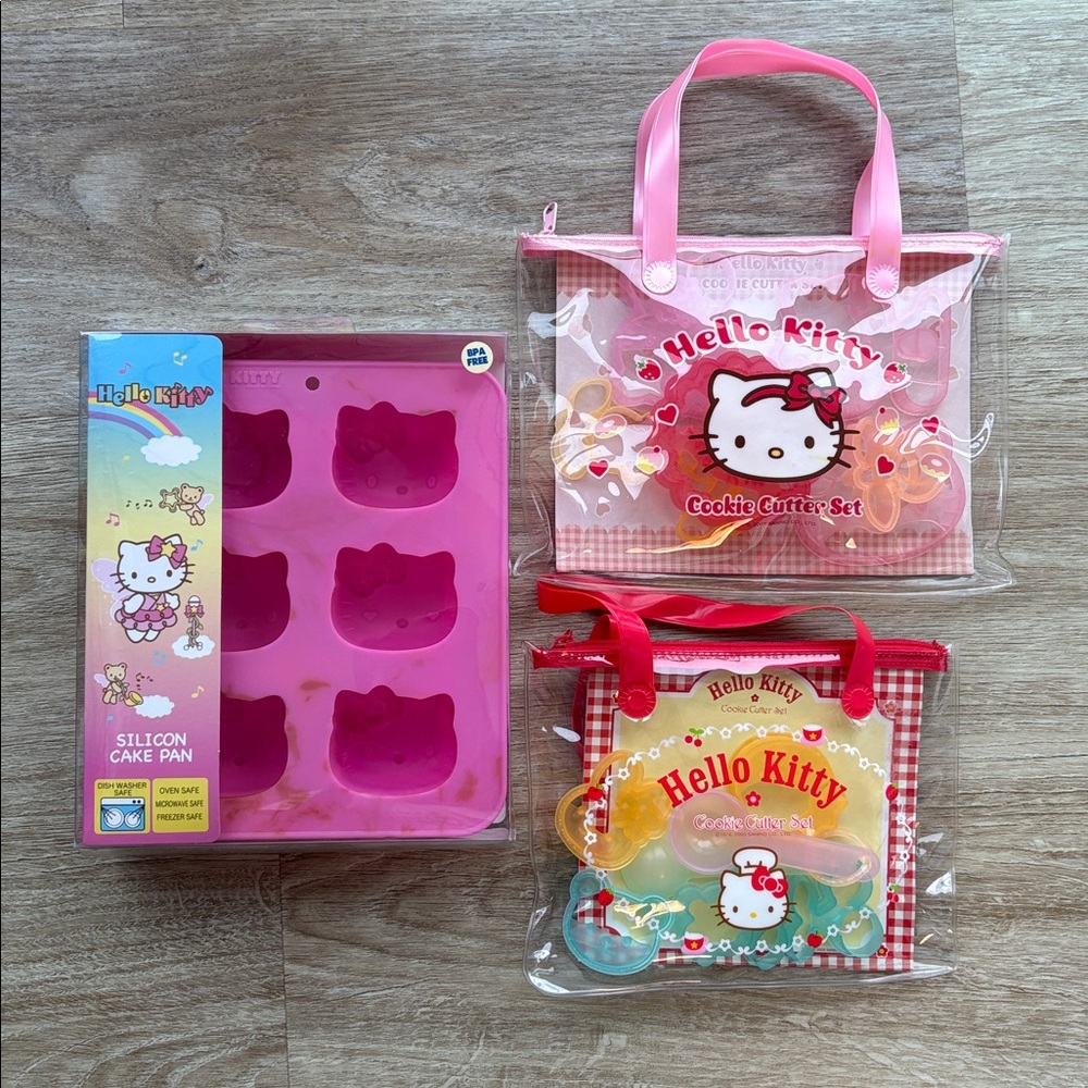 Hello Kitty Pink Silicone Baking Mold and Cookie Cutter Sets